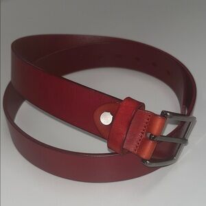 Bullko Red Genuine Leather Men's Belt